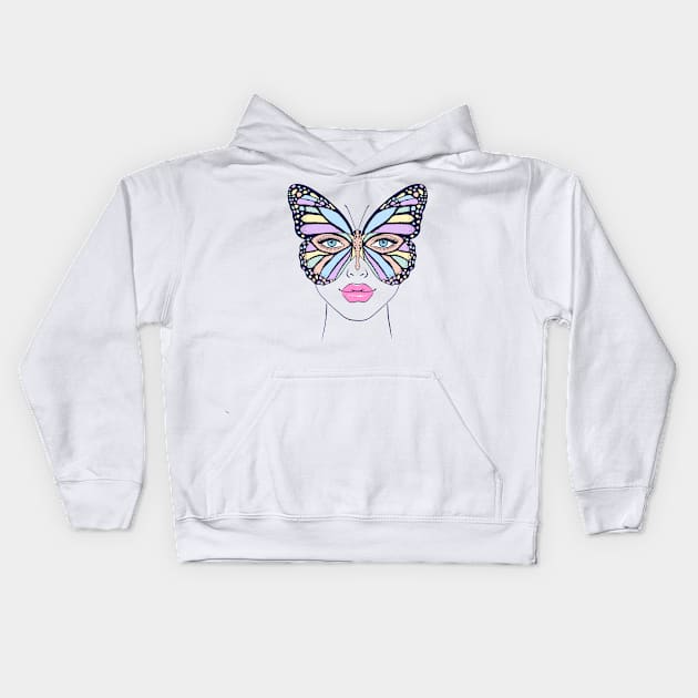 Butterfly woman Kids Hoodie by WarmJuly